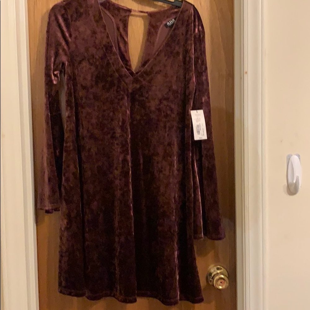 Purple Crushed Velvet Long sleeve dress